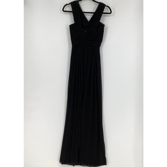 NEW Alfred Sung Size 0 Chiffon Sleeveless Halter Maxi Black Dress $231 msrp J4-7 - Picture 4 of 11